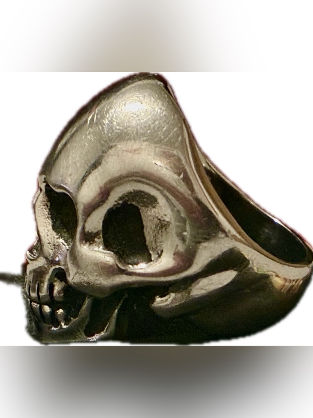 Ed Hardy Silver Skull Stainless Steel Ring with Heart Eye Cutouts - Picture 5 of 9